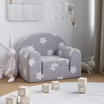Vaikiška sofa-lova, pilka, minkštas pliušas, su žvaigždėmis
