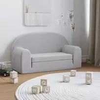 Vaikiška dvivietė sofa-lova, šviesiai pilka, minkštas pliušas