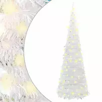 Išskleidžiama dirbtinė Kalėdų eglutė, balta, 180cm, 150 LED