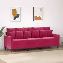 Trivietė sofa, raudonojo vyno spalvos, 180cm, aksomas