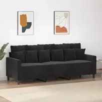 Trivietė sofa, juodos spalvos, 180cm, aksomas