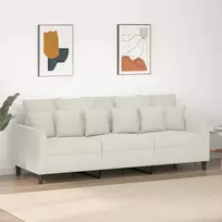 Trivietė sofa, kreminės spalvos, 180cm, aksomas