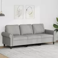 Trivietė sofa, šviesiai pilkos spalvos, 180cm, aksomas