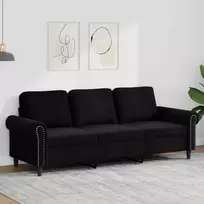 Trivietė sofa, juodos spalvos, 180cm, aksomas