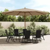 Sodo skėtis su mediniu stulpu, taupe spalvos, 400x273cm