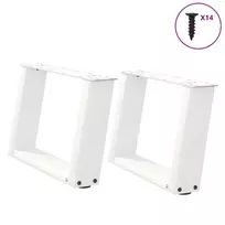 Kavos staliuko kojelės, 2 vnt., baltos, 40x(30-31) cm, plienas, U formos