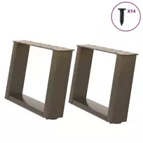 Kavos staliuko kojelės, U formos, 2 vnt., natūralus plienas, 40x(30-31) cm, plienas