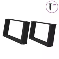 Kavos staliuko kojelės, 2 vnt., juodos, 60x(30-31) cm, plienas, U formos