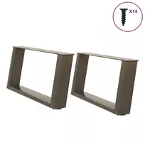 Kavos staliuko kojelės, U formos, 2 vnt., natūralus plienas, 60x(30-31) cm, plienas
