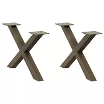 Kavos staliuko kojelės, X formos, 2 vnt., natūralus plienas, 60x(30-31) cm, plienas