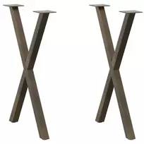 Valgomojo stalo kojos, X formos, 2 vnt., natūralus plienas, 50x(72-73) cm, plienas