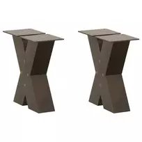 Kavos staliuko kojelės, X formos, 2 vnt., natūralus plienas, 30x(30-31) cm, plienas