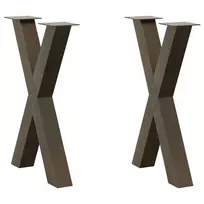 Valgomojo stalo kojos, X formos, 2 vnt., natūralus plienas, 60x(72-73) cm, plienas