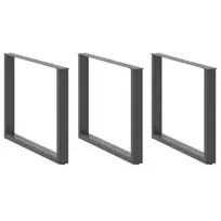 Valgomojo stalo kojos, U formos, 3 vnt., antracito spalvos, 100x(72-73) cm, plienas