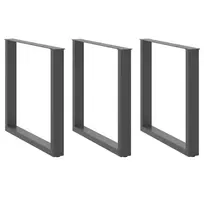 Valgomojo stalo kojos, 3 vnt., antracito spalvos, 90x(72-73) cm, plienas, U formos