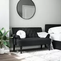 Suoliukas su atlošu, juodas, 120x62x75,5 cm, audinys
