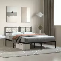Metalinis lovos rėmas su galvūgaliu, juodos spalvos, 140x200cm