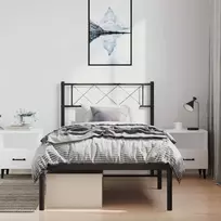 Metalinis lovos rėmas su galvūgaliu, juodos spalvos, 100x190cm