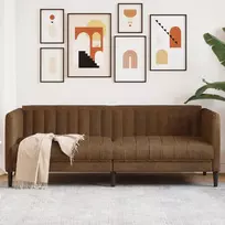 Trivietė sofa, rudos spalvos, dirbtinė versta oda
