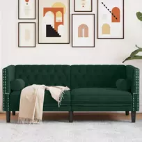 Dvivietė chesterfield sofa su pagalvėlėmis, žalia, aksomas