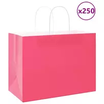 Popieriniai maišeliai 250vnt. su rankenomis, rožinis 32x17x25cm