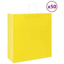 Popieriniai maišeliai 50vnt. su rankenomis, geltonos 45x17x48cm