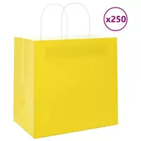 Popieriniai maišeliai 250vnt. su rankenomis geltonos 26x17x25cm