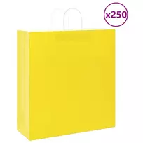 Popieriniai maišeliai 250vnt. su rankenomis geltonos 45x17x48cm