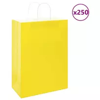 Popieriniai maišeliai 250vnt. su rankenomis geltonos 32x17x44cm
