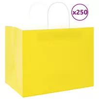 Popieriniai maišeliai 250vnt. su rankenomis geltonos 32x22x24cm