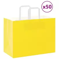 Popieriniai maišeliai 50vnt. su rankenomis, geltonos 32x17x25cm