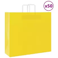 Popieriniai maišeliai 50vnt. su rankenomis, geltonos 54x15x49cm