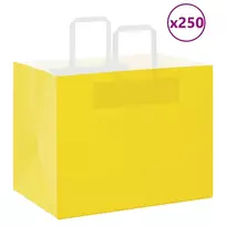 Popieriniai maišeliai 250vnt. su rankenomis geltonos 32x22x24cm