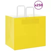 Popieriniai maišeliai 250vnt. su rankenomis geltonos 32x22x28cm