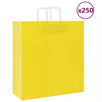 Popieriniai maišeliai 250vnt. su rankenomis geltonos 45x17x48cm