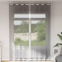 Voile užuolaidos su įvorėmis, 2vnt., tamsiai pilkas, 140x300cm