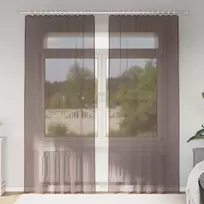 Voile užuolaidos su strypų kišenėmis, 2vnt., rudos spalvos