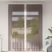Voile užuolaidos su strypų kišenėmis, 2vnt., rudos spalvos