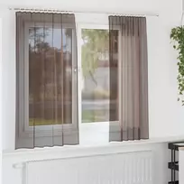 Voile užuolaidos su viršutine dalimi, 2vnt., rudos spalvos
