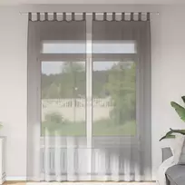 Voile užuolaidos su kilpomis, 2vnt., tamsiai pilkas, 140x260cm