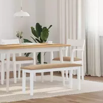 Suoliukas 110 cm Balta medžio masyvo guma