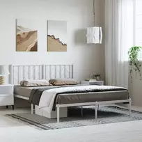 Metalinis lovos rėmas su galvūgaliu, baltos spalvos, 150x200cm