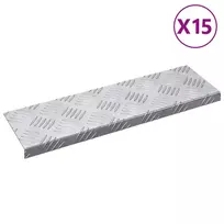 Laiptų danga 15 pcs Sidabro 60 x 18 x 2,5 cm Aliuminis