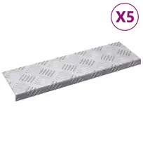 Laiptų danga 5 pcs Sidabro 60 x 18 x 2,5 cm Aliuminis