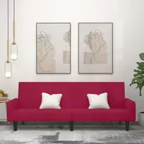 Dvivietė sofa-lova, raudonojo vyno spalvos, aksomas