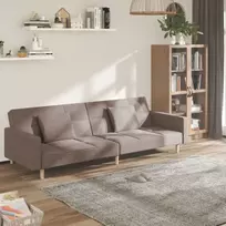 Dvivietė sofa-lova su dvejomis pagalvėmis, taupe, audinys