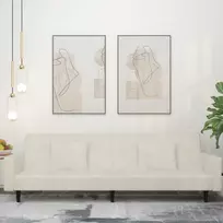 Dvivietė sofa-lova su dvejomis pagalvėmis, kreminė, aksomas