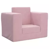 Vaikiška sofa-lova, rožinės spalvos, minkštas pliušas