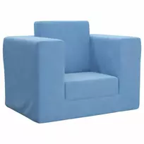 Vaikiška sofa-lova, mėlynos spalvos, minkštas pliušas