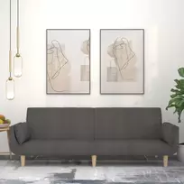 Dvivietė sofa-lova su dvejomis pagalvėmis, pilka, audinys